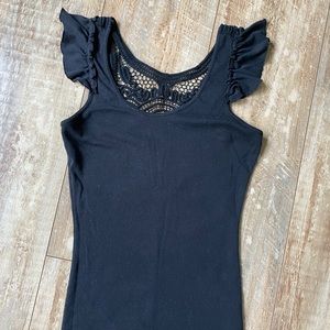 Express Jeans black T-shirt  crochet upper back